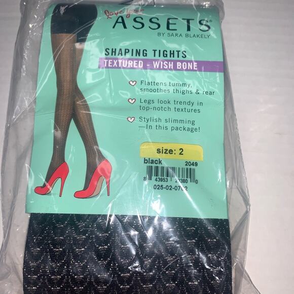 SPANX Assets by Sara Blakely Shaping‎ Tights. Textured Wish Bone. Black. Size 2 - Picture 8 of 10